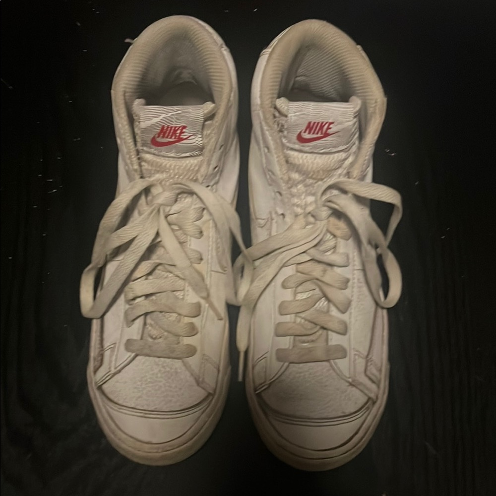 Nike White and Red High-Top Sneakers